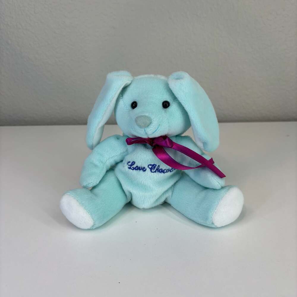 Russell Stover Candies Love Chocolate Blue Plush Bunny Rabbit